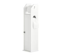SoBuy Portarrollo para Papel Higiénico, Mueble Baño Estrecho, Armario Auxiliar, Sostenedor de Papel Higiénico, Porta-Escobillas para WC 20x18x78 cm Blanco FRG135-W