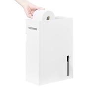 SoBuy Portarrollos de Papel Higiénic Mueble de Almacenamiento para Baño Estantería para Nichos Montado en la Pared Blanco 30 x 14 x 42 cm BZR199-W