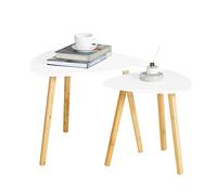 SoBuy 2 Mesas Nido - Mesa Auxiliar para Salón, Grande 55 cm y Pequeña 40 cm, Blanco FBT74-W