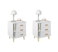 SoBuy Set 2 Mesitas de Noche con 3 Cajones 48x40x60cm