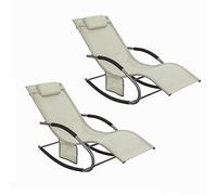 SoBuy Set 2 Tumbonas de Jardín Exterior con Cojín, 150×63×87cm hasta 150 kg