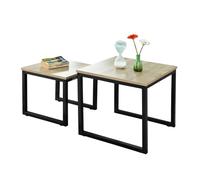 Sobuy set de 2 mesas auxiliares mesa nido de salón mesitas de madera y metal fbt42-n