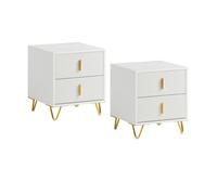 Sobuy set de 2 mesita de noche con 2 cajones, mesa auxiliar, moderna mesa de noche dormitorio, 40 x 40 x 47 cm, blanco, fbt115-wx2 47 cm