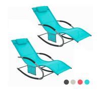 SoBuy Set de 2 Tumbonas de Jardín Reclinables - Sillas Ergonómicas de Exterior con Almohada y Bolsillos Laterales, Tejido Transpirable, 150 kg, para Playa, Terraza, Camping y Piscina OGS28-HBx2