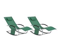SoBuy Set de 2 Tumbonas de Jardín Reclinables - Sillas Ergonómicas de Exterior con Almohada y Bolsillos Laterales, Tejido Transpirable, 150 kg, para Playa, Terraza, Camping y Piscina OGS28-WDx2