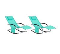 SoBuy Set de 2 Tumbonas de Jardín Reclinables - Sillas Ergonómicas de Exterior con Almohada y Bolsillos Laterales, Tejido Transpirable, 150 kg, para Playa, Terraza, Camping y Piscina OGS28-TBx2