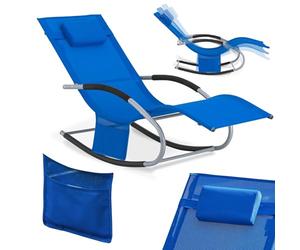 SoBuy Silla de Playa con Cojín 150×63×87cm, Carga máx. 150kg, Jardín | Tumbonas de Jardín Exterior con Bolsillo Lateral, Estructura de Metal Robusta, Tejido Transpirable, Azul Klein, OGS28-KB