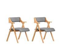 SoBuy Silla Plegable de Madera con Cojín Silla de Comedor y Cocina Plegable y Montada, Silla de Madera con Respaldo Acolchado para Hogar, Cocina, Oficina, Jardín o Terraza, Color Gris FST98-HGx2
