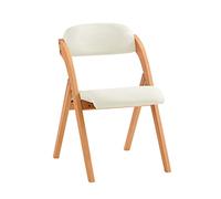 SoBuy Silla Plegable de Madera Confortable - Silla Plegable Interior con Asiento Acolchado, Silla Comedor de Madera Plegable para salón y Cocina, Blanco 47,5 x 59 x 77 cm FST92-W