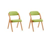 SoBuy Silla Plegable de Madera - Silla Plegable Interior con Asiento Acolchado, Silla Comedor de Madera para salón y Cocina, sillas Comedor Pack 2 Verde 47,5 x 59 x 77 cm FST92-GRx2