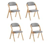 SoBuy Silla Plegable de Madera - Silla Plegable Interior con Asiento Acolchado, Silla Comedor de Madera para salón y Cocina, sillas Comedor Pack 4 Gris Claro 47,5 x 59 x 77 cm FST92-Nx4