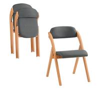 SoBuy Silla Plegable de Madera - Silla Plegable Interior con Asiento Acolchado, Silla Comedor de Madera para salón y Cocina, sillas Comedor Pack 2 Gris 47,5 x 59 x 77 cm FST92-SGx2