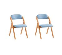 SoBuy Sillas Comedor Pack 2 Silla Plegable de Madera para Comedor y Cocina con Respaldo Cómodo y Asiento Acolchado, Ideal para Comedor, Cocina, Balcón u Oficina Azul FST92-BLx2