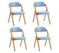 SoBuy Sillas Comedor Pack 4 Silla Plegable de Madera para Comedor y Cocina con Respaldo Cómodo y Asiento Acolchado, Ideal para Comedor, Cocina, Balcón u Oficina Azul FST92-BLx4