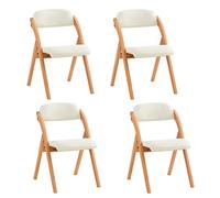 SoBuy Sillas Comedor Pack 4 Silla Plegable de Madera para Comedor y Cocina con Respaldo Cómodo y Asiento Acolchado, Ideal para Comedor, Cocina, Balcón u Oficina Blanco FST92-Wx4