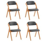 SoBuy Sillas Comedor Pack 4 Silla Plegable de Madera para Comedor y Cocina con Respaldo Cómodo y Asiento Acolchado, Ideal para Comedor, Cocina, Balcón u Oficina Gris Oscuro FST92-SGx4