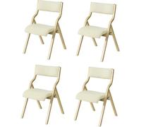 SoBuy Sillas Comedor Pack 4 Silla Plegable de Madera Silla de Cocina Silla Práctica y Compacta, Ideal para Espacios Pequeños Silla de Comedor Plegable Blanco FST40-Wx4