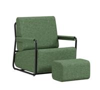 SoBuy Sillón Relax con reposapiés, Espuma 30D y Confort ergonómico 67x74x78 | Sillón con taburete, tejido de franela suave y estructura estable para salón, dormitorio y espacios pequeños, verde, FST99-SY