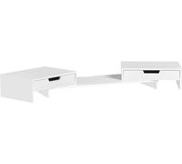 SoBuy Soporte del monitor giratorio con 2 cajones madera blanco
