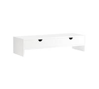 SoBuy Soporte Monitor con 2 Cajones 47x11x18cm Oficina | Elevador Monitor con Cajones, Soporte Monitor para Trabajo Ergonómico, Capacidad de Carga 10 kg, Blanco, BBF02-W