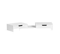 SoBuy Soporte Monitor Escritorio con 2 Cajones Elevador de Monitor Ajustable Soporte Ordenador Portátil y Pantalla Elevador Pantalla Ordenador Blanco 60-107x22x11cm BBF04-W