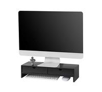 SoBuy Soporte Monitor Escritorio con 2 Cajones Organizadores Elevador Monitor Elevador Pantalla Ordenador Soporte para Monitor y Portátil Negro 47x18x11cm BBF02-SCH