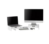 SoBuy Soporte Monitor Giratorio con 2 Cajones Blanco