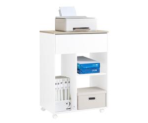 SoBuy Soporte para Impresora con Ruedas Organizador de Oficina con Cajones 63 x 42 x 88 cm Color Blanco ASK10-WN ES