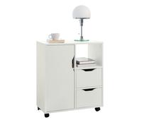 Sobuy soporte para impresora de archivador de oficina en casa armario de almacenamiento sobre ruedas blanco fbt105-w