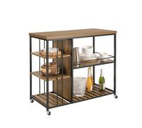 SoBuy SVW18-F carrito para servir con 5 bandejas, carrito lateral, carrito para té, carrito de bar, carrito de cocina, estante para microondas Café ligero