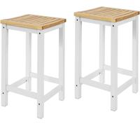 SoBuy Taburetes de bar x2 cuadrado madera blanco