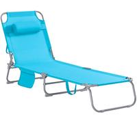 SoBuy Tumbona inclinable de acero plegable con almohada azul