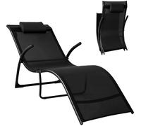 SoBuy Tumbona plegable con almohada negro