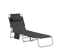 SoBuy Tumbona Plegable Soporta hasta 110kg 155x56x81cm Jardín | silla relax con respaldo 4 posiciones, almohada y bolsillo lateral, tejido transpirable OGS35-SCH