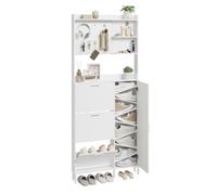 SoBuy Zapatero 14 cm Ultraestrecho, hasta Talla 47, Panel Perforado, Blanco | Mueble Zapatero, Hasta 10 Pares de Zapatos, 6 Ganchos, Estante Abierto, Recibidor, Pasillo y Junto al Dormitorio, FSR232-W