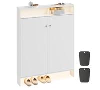 SoBuy Zapatero, 15 cm Ultraestrecho, Luz con Sensor, Blanco | Organizador de Zapatos, Hasta 12 Pares Talla 47, Espacio para Botas, Estante Abierto, FSR227-E-W