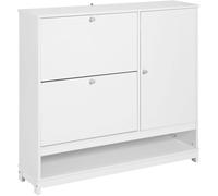 SoBuy Zapatero 2 Solapas,1 Puerta y 1 Compartimento Abierto Armario de Entrada Blanco 102 x 24 x 96 cm FSR114-W ES