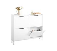 SoBuy Zapatero Estrecho con 4 Solapas - Mueble Zapatero Entrada Recibidor, Armario Zapateros Estrecho de Madera para Pasillo Estrecho y Entrada, 100x19x91 cm, Blanco FSR100-W