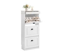 SoBuy Zapatero Abatible 54x24x120 cm, Cajón Oculto, Efecto Madera Vintage | Ideal para recibidores estrechos; cajón para objetos pequeños; espacio también para botines.