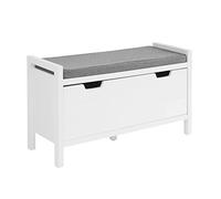 SoBuy Zapatero Banco con 1 Puerta 91x30x50cm para recibidor | Zapatero con cojín acolchado y asa empotrada, MDF E1, capacidad 150kg, blanco FSR97-W