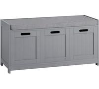 SoBuy FSR80-SG Zapatero Banco con 2 Puertas y 1 cajón para Guardar y Ordenar, Gris, ES