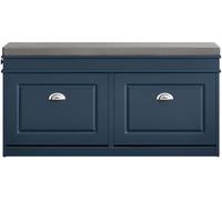 SoBuy Zapatero banco con 2 solapas 1 cajon azul