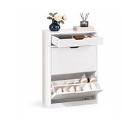SoBuy Zapatero blanco abatible, 60×30×90 cm, con cajón, unos 8 pares | Ocupa solo 0,18 m², guarda unos 8 pares hasta la talla EU47 y organiza los pequeños objetos en el cajón superior, FSR180-W