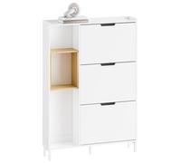 SoBuy Zapatero Blanco Estrecho 90x19x129,5cm para recibidor | Mueble zapatero de madera para 9 pares, MDF E1 + bambú, fondo 19cm, diseño compacto FSR209-WN