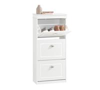 SoBuy Zapatero Blanco Estrecho con 3 Solapas - Mueble Zapatero Estrecho y Alto - Recibidores de Entrada para Pasillo Estrecho, Recibidores, Dormitorio, 53x24x117cm, FSR94-W