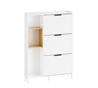 Sobuy zapatero blanco estrecho para entrada, mueble zapatero de madera con 9 pares de zapatos, diseño compacto y funcional, ideal para espacios pequeños, 90x19x129,5cm fsr209-wn 87 cm