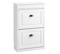 SoBuy Zapatero Blanco Vintage con Cajón, 54 × 24 × 85 cm, FSR78-WG | Zapatero Blanco Vintage, 24 cm de Fondo, Cajón, 8 Pares, Estantes Ajustables, Antivuelco, FSR78-WG