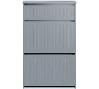 SoBuy Zapatero Estrecho Entrada Recibidor - Mueble Zapatero con 2 Solapas y Cajón Organizador - Ideal para Pasillo Estrecho - Gris, MDF Resistente, 61x26x100 cm - FSR165-HG