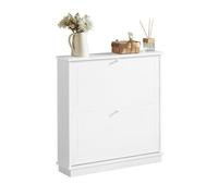 SoBuy Zapatero Entrada Recibidor, Mueble Zapatero Estrecho con 2 Solapas, Organizador Estrecho para Pasillo - Mueble Recibidor Entrada -Ideal para Espacios Reducidos 76x18x78cm Blanco FSR99-W