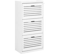 SoBuy Zapatero con 3 Solapas y 2 Ganchos Armario de Entrada Zapatero Estrecho Organizador 55 x 30 x 112 cm FSR108-W ES